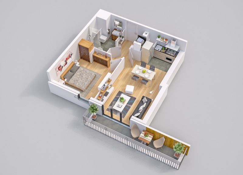 Odette à Rueil-Malmaison - Exemple de plan d'un appartement neuf de type 2 type.