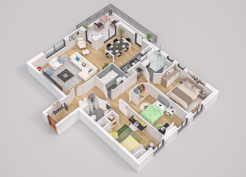 Odette à Rueil-Malmaison - Exemple de plan d'un appartement neuf de type 4 type.